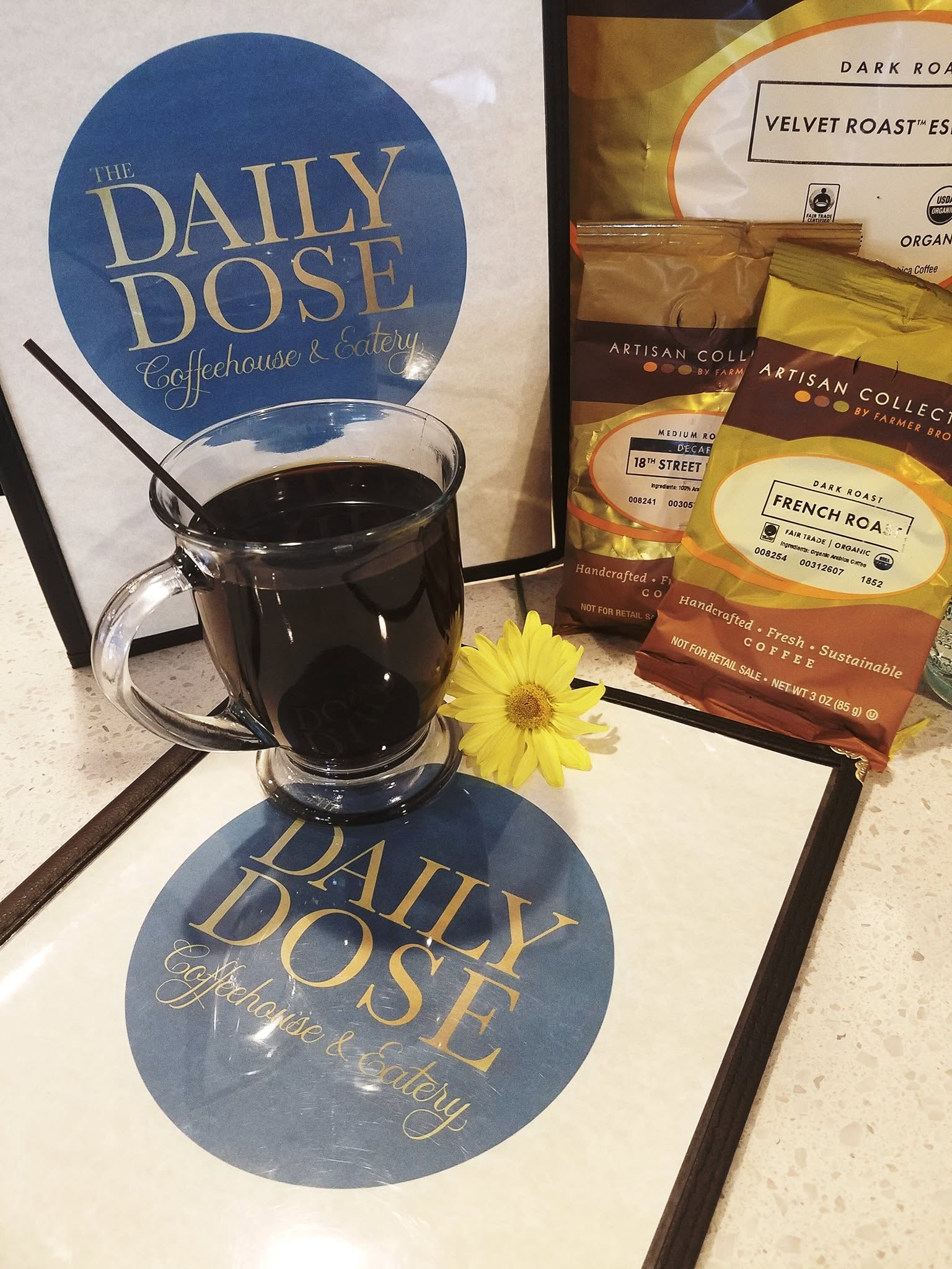 The Daily Dose's in-house coffee program, brewed fresh, not sold as retail bags